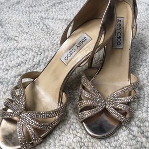 Jimmy Choo glam gold sandal heels, size 39